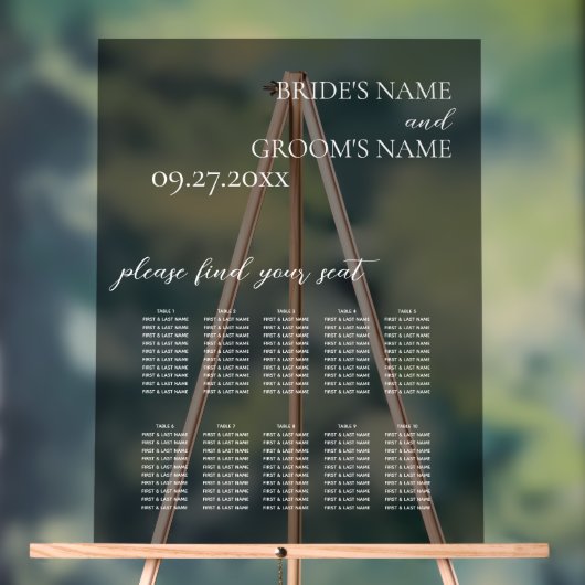 ミニマリスト黒い曇り結婚付き座席表 アクリルサイン (ニュートラル)