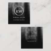 ミニマリスト黒のテクスチャ正方形名刺 スクエア名刺 (正面/裏面)