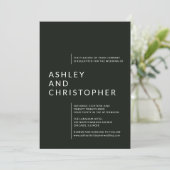 ミニマリスト黒の孤立した名結婚前 招待状 (スタンド正面)