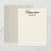 ミニマリスト黒の薄ストライプいパーソナライズされた ノートカード (正面/裏面)