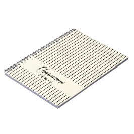 ミニマリスト黒の薄ストライプいパーソナライズされた ノートブック