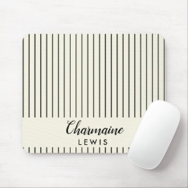 ミニマリスト黒の薄ストライプいパーソナライズされた マウスパッド