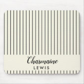 ミニマリスト黒の薄ストライプいパーソナライズされた マウスパッド (正面)