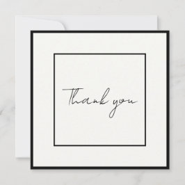 ミニマリスト黒エレガントスクリプト結婚写真 サンキューカード