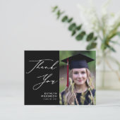 ミニマリスト黒エレガント文字GRADありがとう ポストカード (スタンド正面)