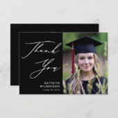 ミニマリスト黒エレガント文字GRADありがとう 招待状 (正面/裏面)