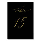 ミニマリスト黒エレガント金ゴールドスクリプ結婚ト15 テーブルナンバー (裏面)