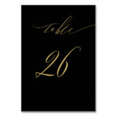 ミニマリスト黒エレガント金ゴールドスクリプ結婚ト26 テーブルナンバー (裏面)