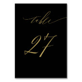 ミニマリスト黒エレガント金ゴールドスクリプ結婚ト27 テーブルナンバー (裏面)