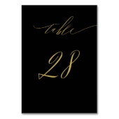 ミニマリスト黒エレガント金ゴールドスクリプ結婚ト28 テーブルナンバー (裏面)