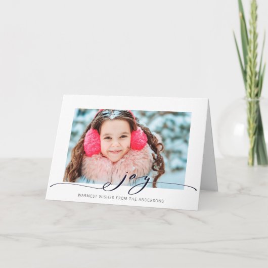 ミニマリスト黒エレガントJoyスクリプト写真 シーズンカード (正面)