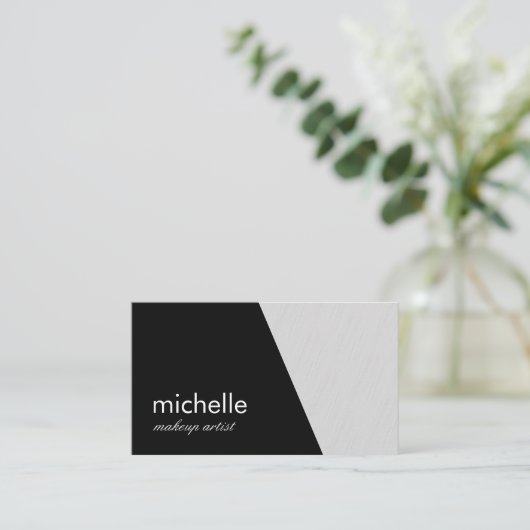 ミニマリスト黒グレー幾何学模様 名刺 (スタンド正面)
