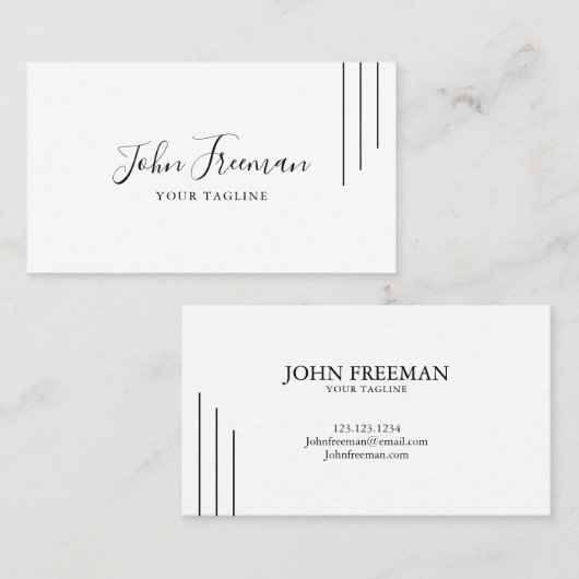 ミニマリスト黒スクリプト公証人署名エージェント 名刺 (正面/裏面)