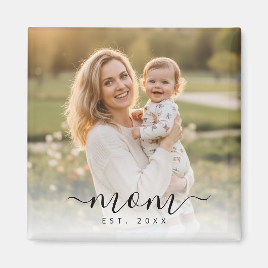 ミニマリスト黒スクリプト母ベスト年 マグネット (正面)