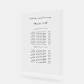 ミニマリスト黒ビジネス名価格表 アクリルサイン (傾斜)