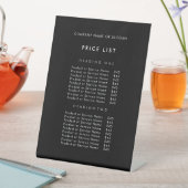 ミニマリスト黒ビジネス名価格表 台座サイン (インサイチュ)