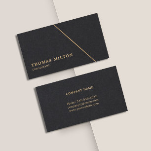 ミニマリスト黒フェイク金ゴールドラインコンサルタント 名刺