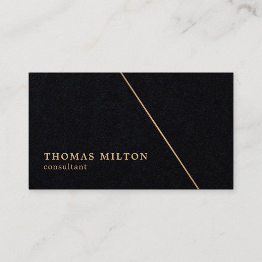 ミニマリスト黒フェイク金ゴールドラインコンサルタント 名刺 (正面)