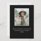 ミニマリスト黒フレーム白スクリプト卒業An 案内状 (裏面)