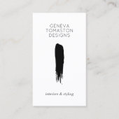 ミニマリスト黒ブラシストロークデザイナーロゴ白 名刺 (正面)