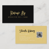 ミニマリスト黒メイクアップアーティストカスタムQRコード 名刺 (正面/裏面)