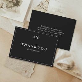 ミニマリスト黒モノグラム結婚ズサンキューカード サンキューカード