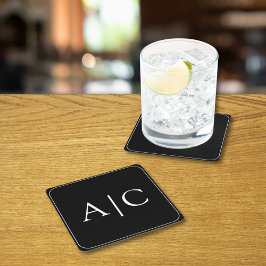 ミニマリスト黒モノグラム結婚ズ スクエアペーパーコースター