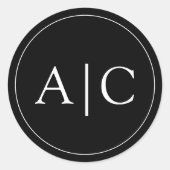 ミニマリスト黒モノグラム結婚ズ ラウンドシール (正面)