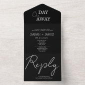 ミニマリスト黒一日遠くに結婚の オールインワン招待状 (内側)
