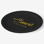 ミニマリスト黒人大人金ゴールド誕生日パーティー ペーパープレート (アングル)