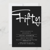 ミニマリスト黒人大人50歳の誕生日パーティー 招待状 (正面)