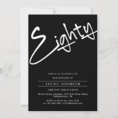 ミニマリスト黒人大人80歳の誕生日パーティー 招待状 (正面)