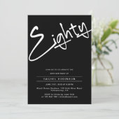 ミニマリスト黒人大人80歳の誕生日パーティー 招待状 (スタンド正面)