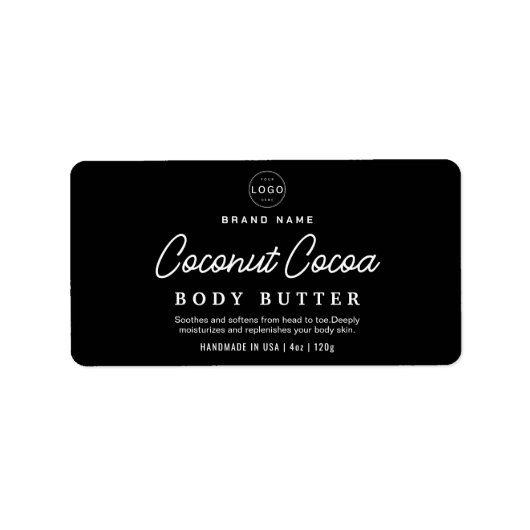 ミニマリスト黒体スクラブ化粧品ジャー製品L ラベル (正面)