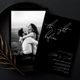 ミニマリスト黒写真リハーサルディナー 招待状