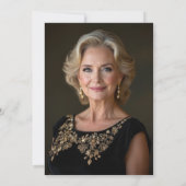 ミニマリスト黒写真金ゴールド50誕生日 招待状 (裏面)