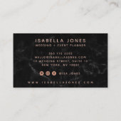 ミニマリスト黒大理石バラ金ゴールド署名スクリプト 名刺 (裏面)