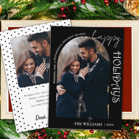 ミニマリスト黒数々の写真ハッピーホリデイズカード