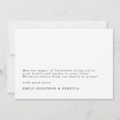 ミニマリスト黒文字ホワイトメリークリスマス 招待状 (裏面)