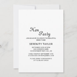 ミニマリスト黒書道ヘンパーティの招待状 招待状