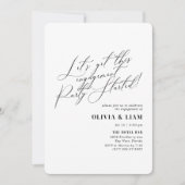 ミニマリスト黒書道婚約パーティ 招待状 (正面)