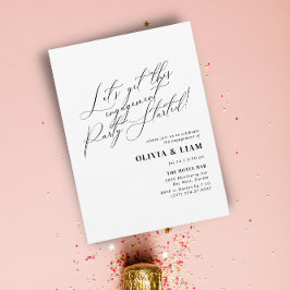 ミニマリスト黒書道婚約パーティ 招待状