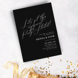 ミニマリスト黒書道婚約パーティ 招待状