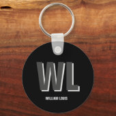 ミニマリスト黒灰色モノグラパーソナライズされたム キーホルダー (正面)