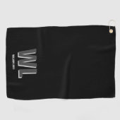 ミニマリスト黒灰色モノグラパーソナライズされたム ゴルフタオル (横)