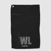 ミニマリスト黒灰色モノグラパーソナライズされたム ゴルフタオル (正面)