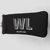 ミニマリスト黒灰色モノグラパーソナライズされたム ゴルフヘッドカバー (正面)