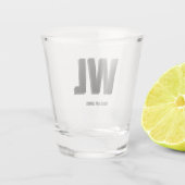 ミニマリスト黒灰色モノグラパーソナライズされたム ショットグラス (裏面)