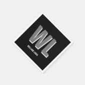 ミニマリスト黒灰色モノグラパーソナライズされたム スタンダードカクテルナプキン (角)