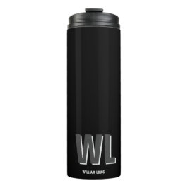 ミニマリスト黒灰色モノグラパーソナライズされたム タンブラー